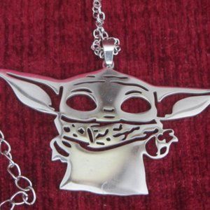 Baby Yoda Silver Statement Necklace Brand NEW